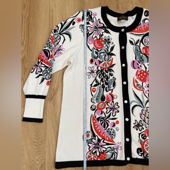 Vintage Bob Mackie wearable art cream cardigan 1X summer harvest floral fruit - Picture 6 of 6